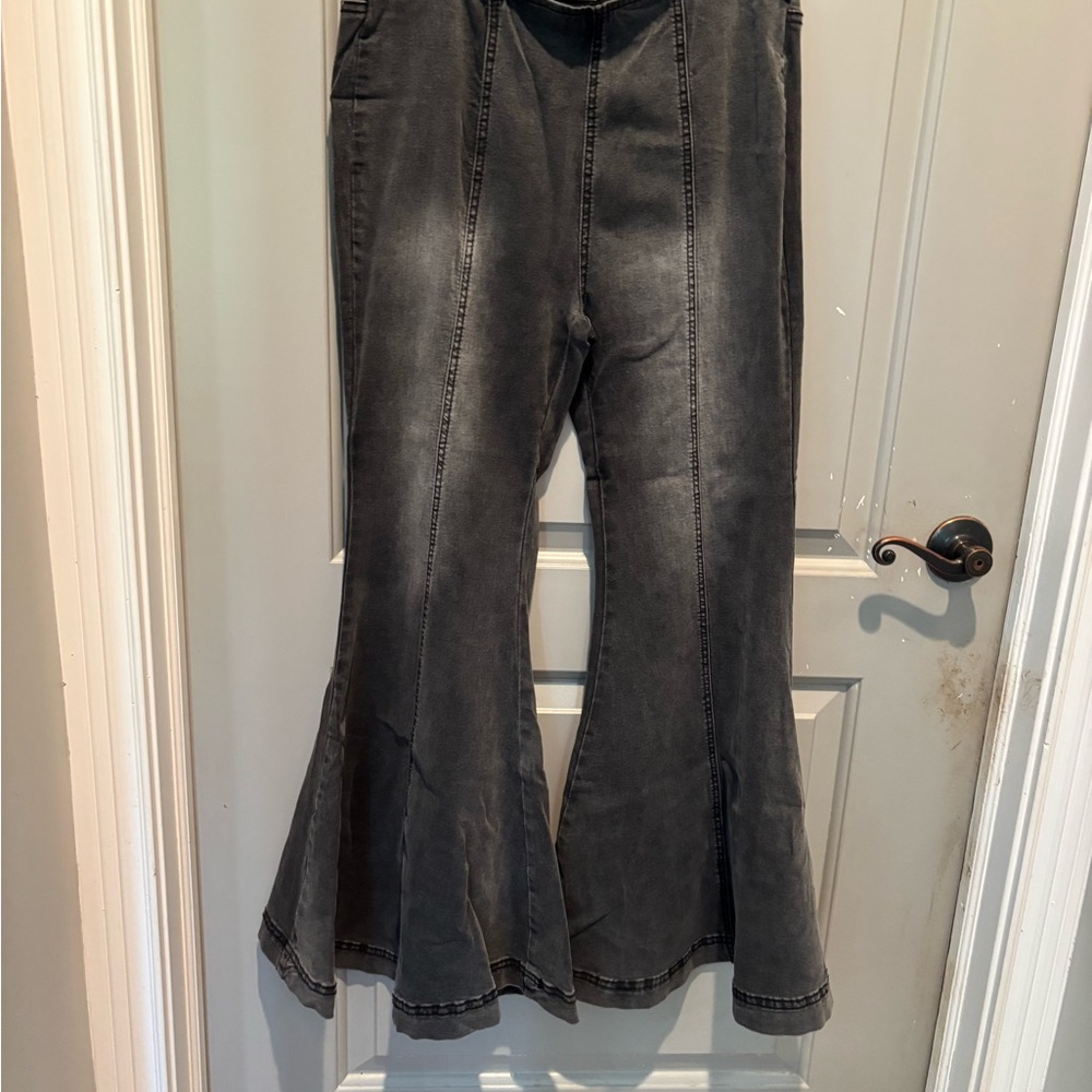 Easel Super Flare Black Denim Pants L